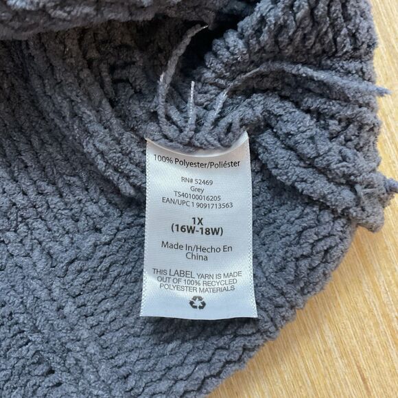 Terra & Sky Cable Knit Chenille Mock Neck Gray Sweater Size 1X - Picture 4 of 9